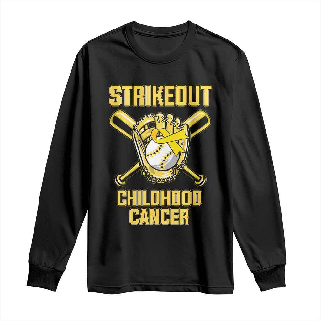Childhood Cancer Warrior Support Long Sleeve Shirt Strikeout Baseball Pediatric Cancer