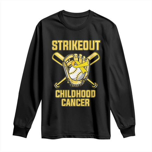 Childhood Cancer Warrior Support Long Sleeve Shirt Strikeout Baseball Pediatric Cancer