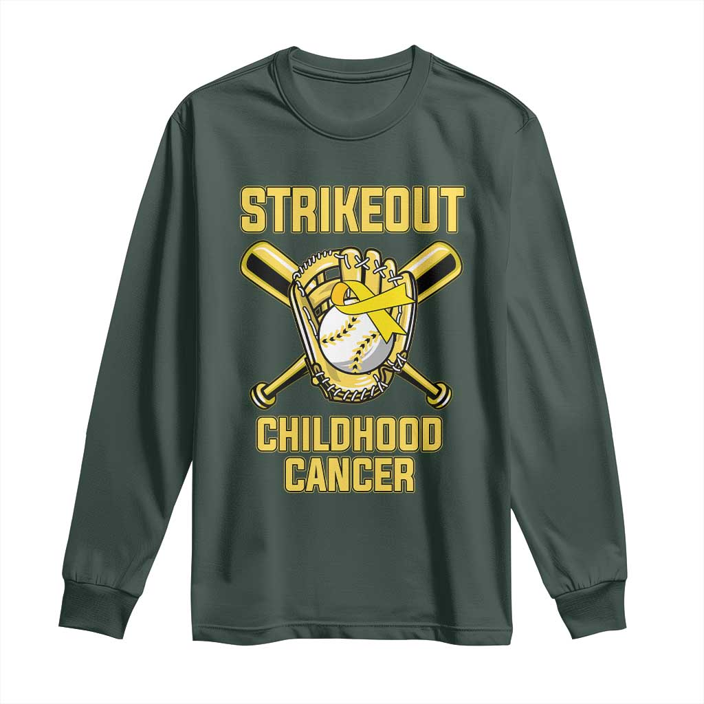 Childhood Cancer Warrior Support Long Sleeve Shirt Strikeout Baseball Pediatric Cancer