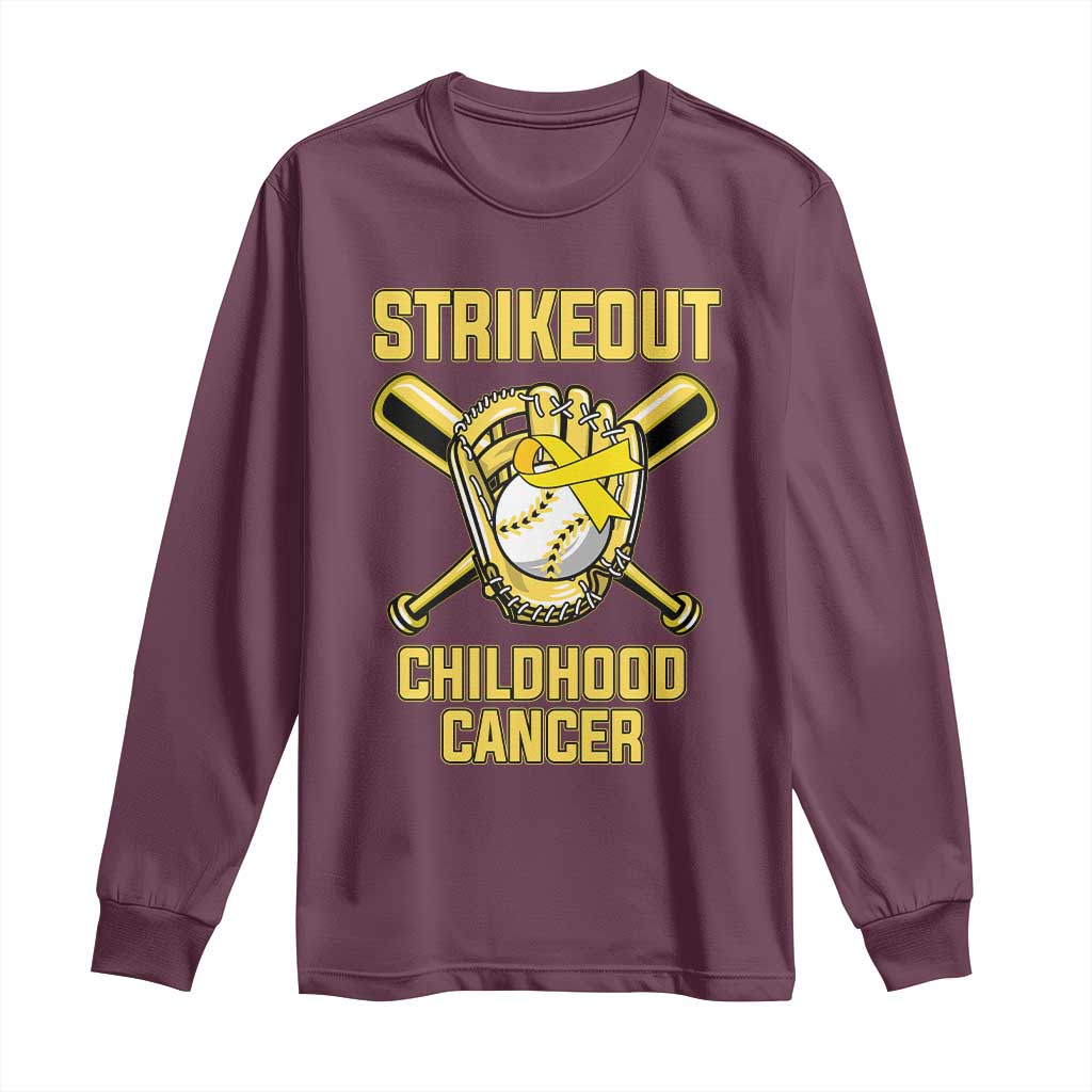 Childhood Cancer Warrior Support Long Sleeve Shirt Strikeout Baseball Pediatric Cancer