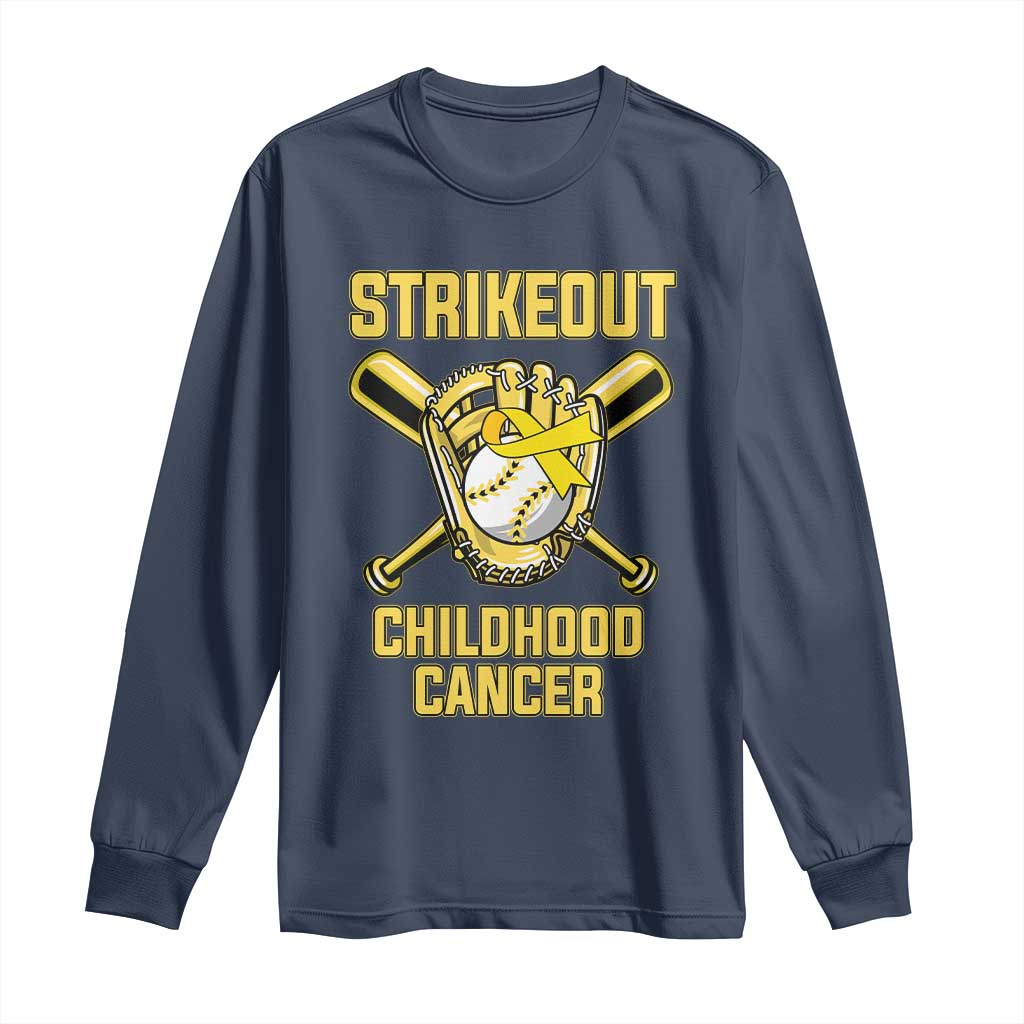 Childhood Cancer Warrior Support Long Sleeve Shirt Strikeout Baseball Pediatric Cancer