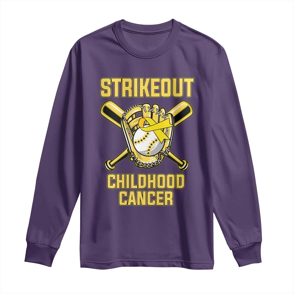 Childhood Cancer Warrior Support Long Sleeve Shirt Strikeout Baseball Pediatric Cancer