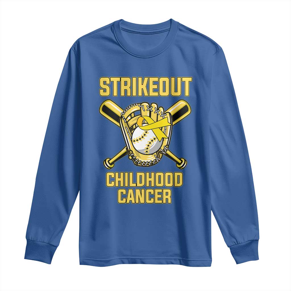 Childhood Cancer Warrior Support Long Sleeve Shirt Strikeout Baseball Pediatric Cancer