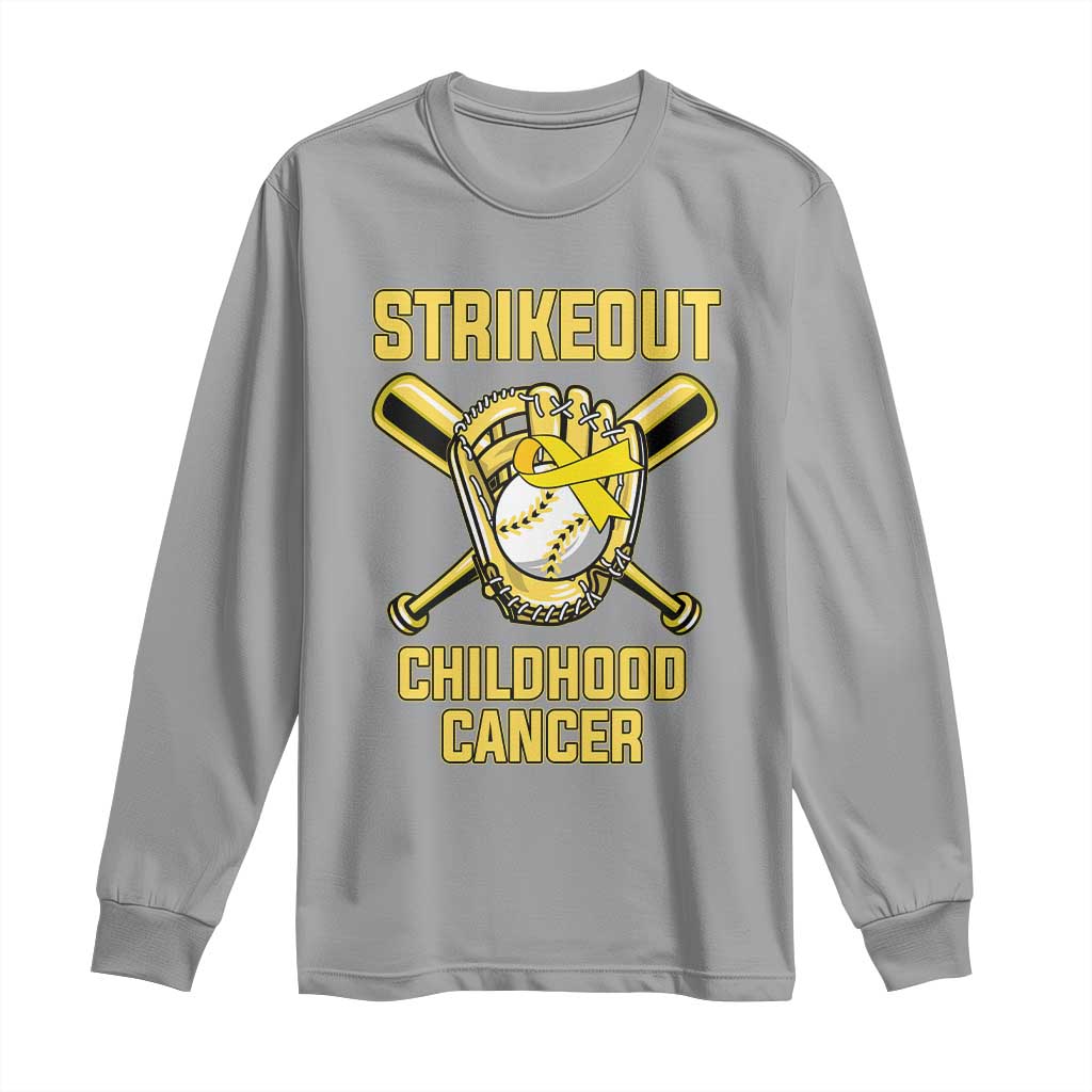 Childhood Cancer Warrior Support Long Sleeve Shirt Strikeout Baseball Pediatric Cancer