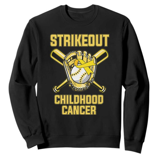 Childhood Cancer Warrior Support Sweatshirt Strikeout Baseball Pediatric Cancer