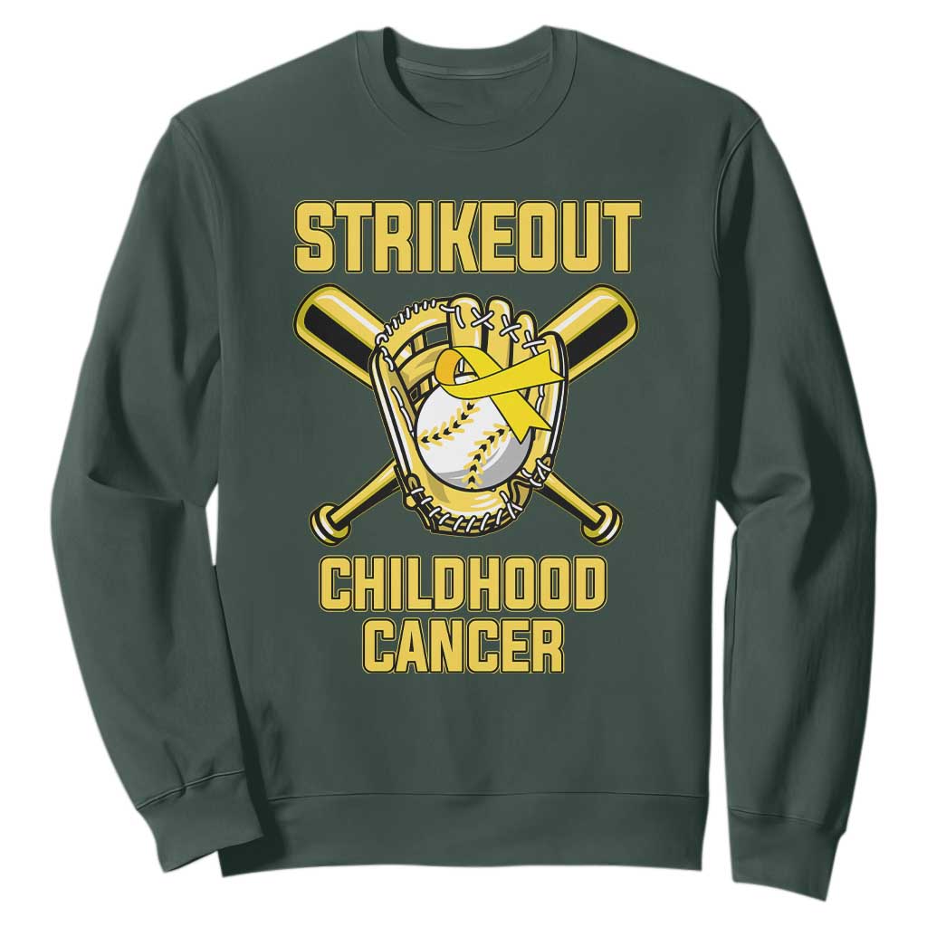 Childhood Cancer Warrior Support Sweatshirt Strikeout Baseball Pediatric Cancer