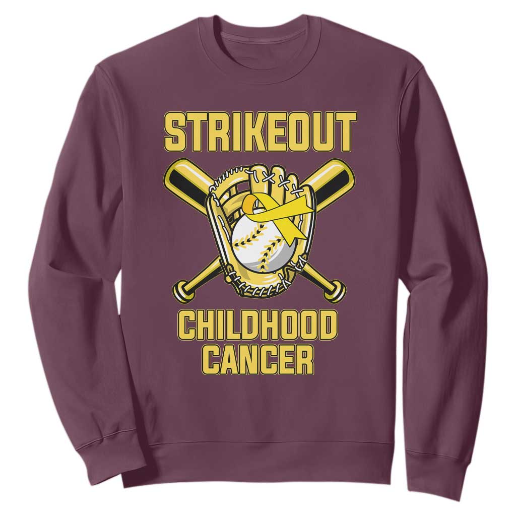 Childhood Cancer Warrior Support Sweatshirt Strikeout Baseball Pediatric Cancer