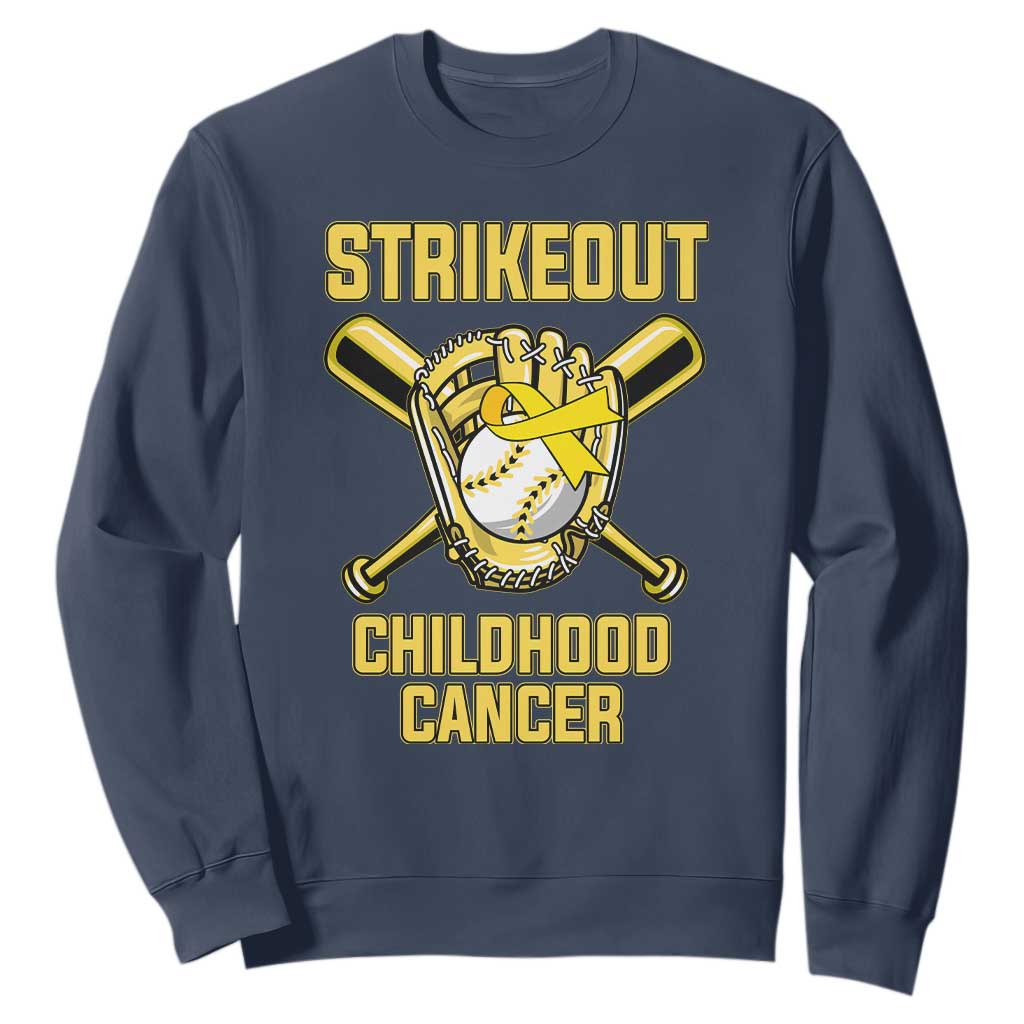 Childhood Cancer Warrior Support Sweatshirt Strikeout Baseball Pediatric Cancer