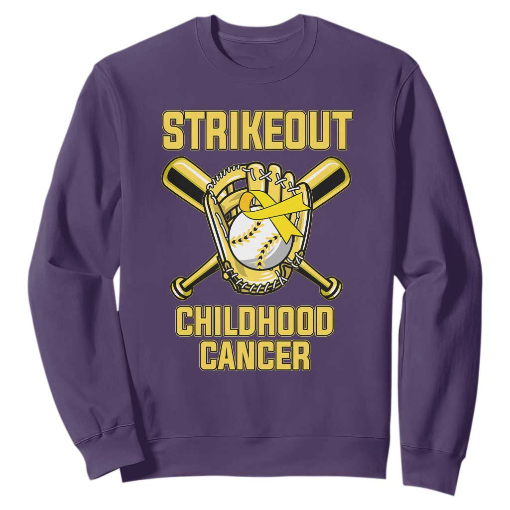 Childhood Cancer Warrior Support Sweatshirt Strikeout Baseball Pediatric Cancer