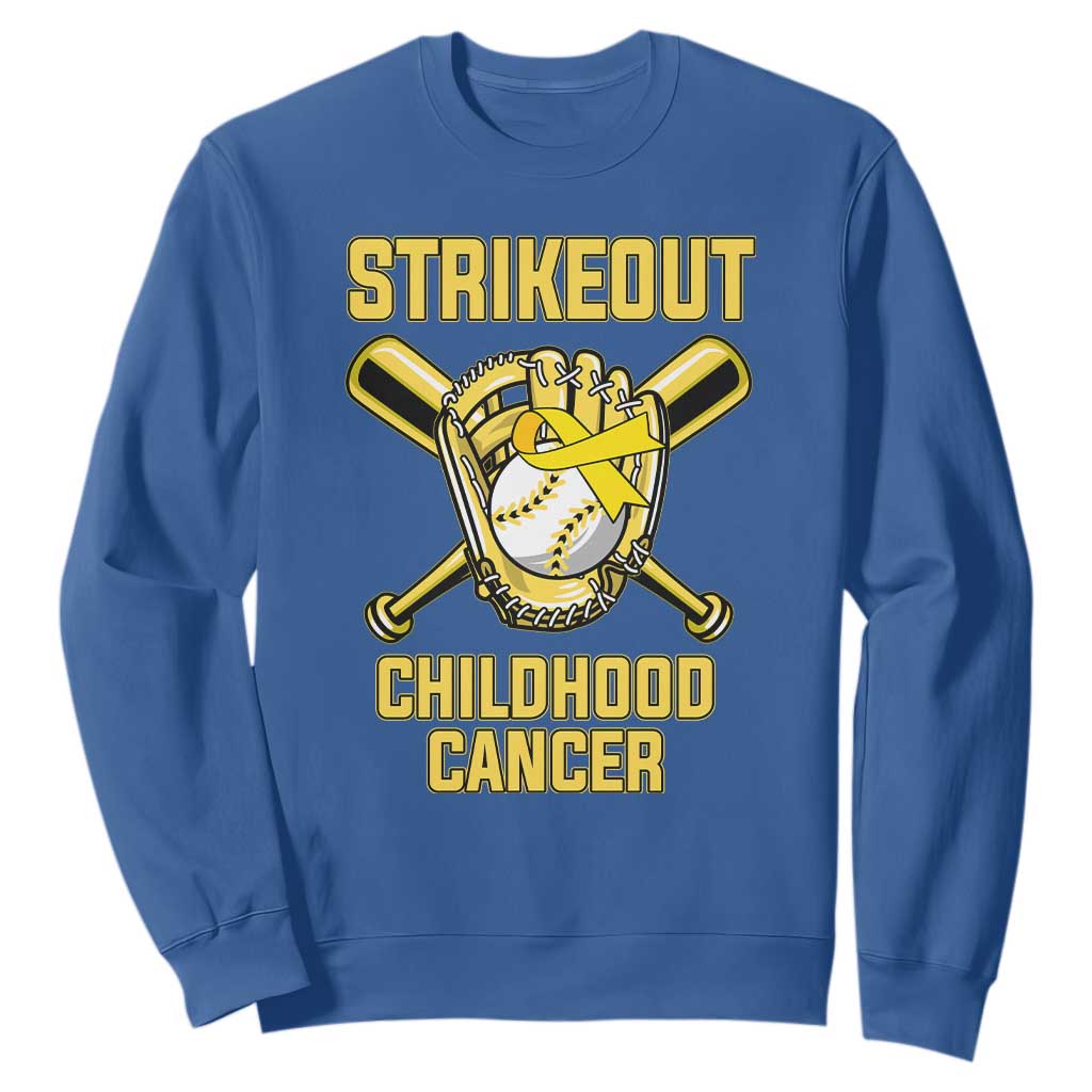 Childhood Cancer Warrior Support Sweatshirt Strikeout Baseball Pediatric Cancer