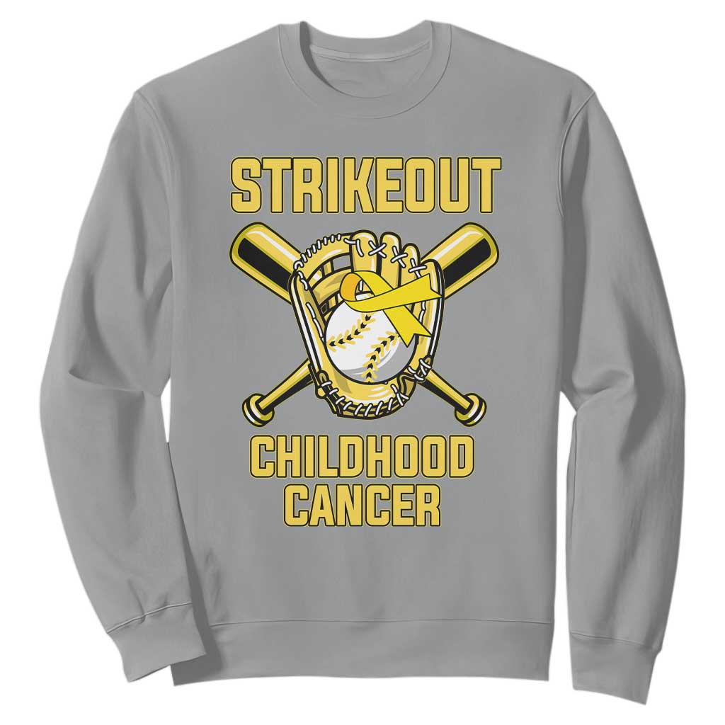 Childhood Cancer Warrior Support Sweatshirt Strikeout Baseball Pediatric Cancer