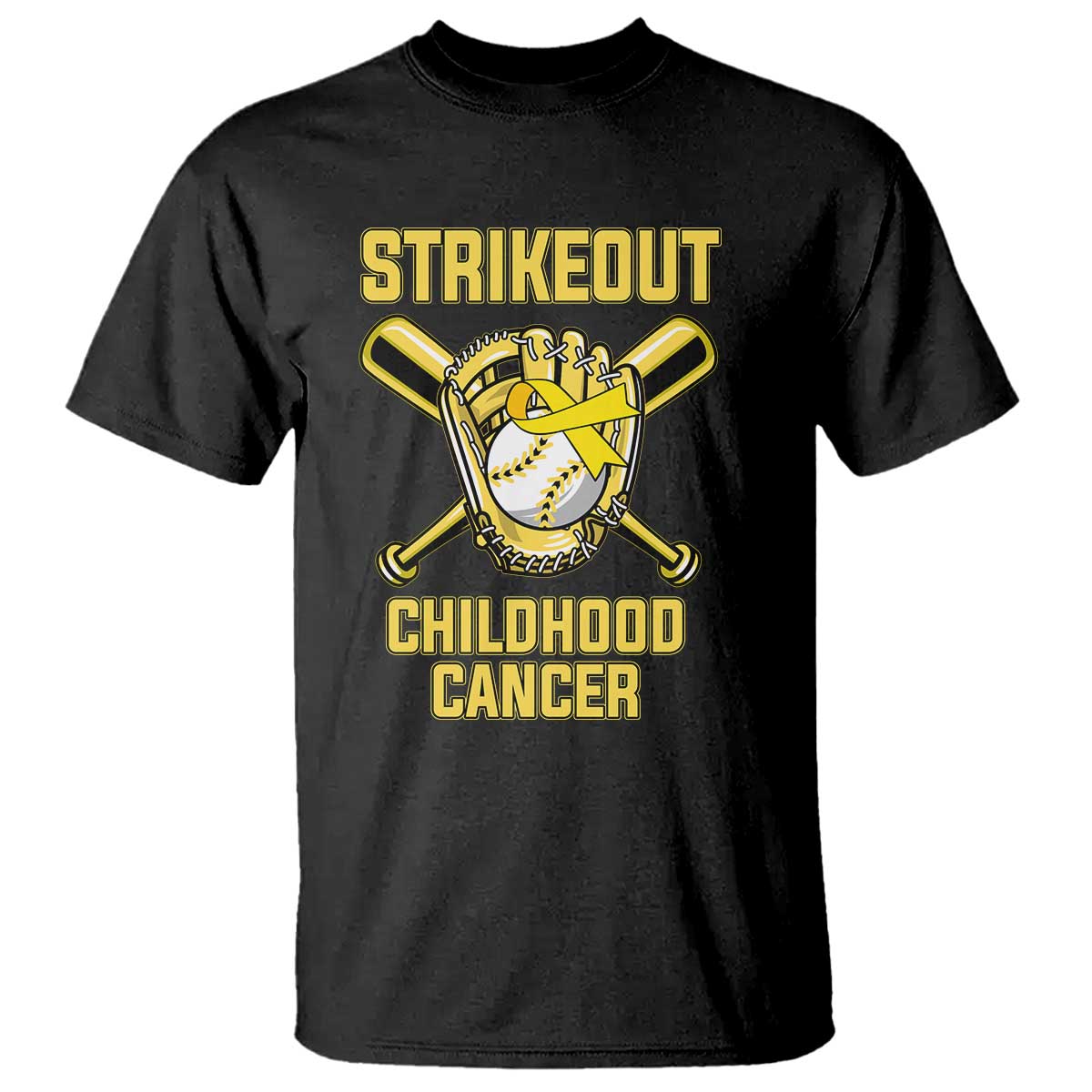Childhood Cancer Warrior Support T Shirt Strikeout Baseball Pediatric Cancer