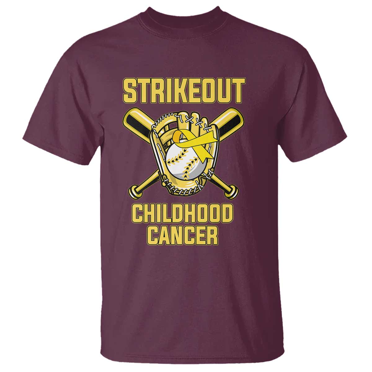 Childhood Cancer Warrior Support T Shirt Strikeout Baseball Pediatric Cancer