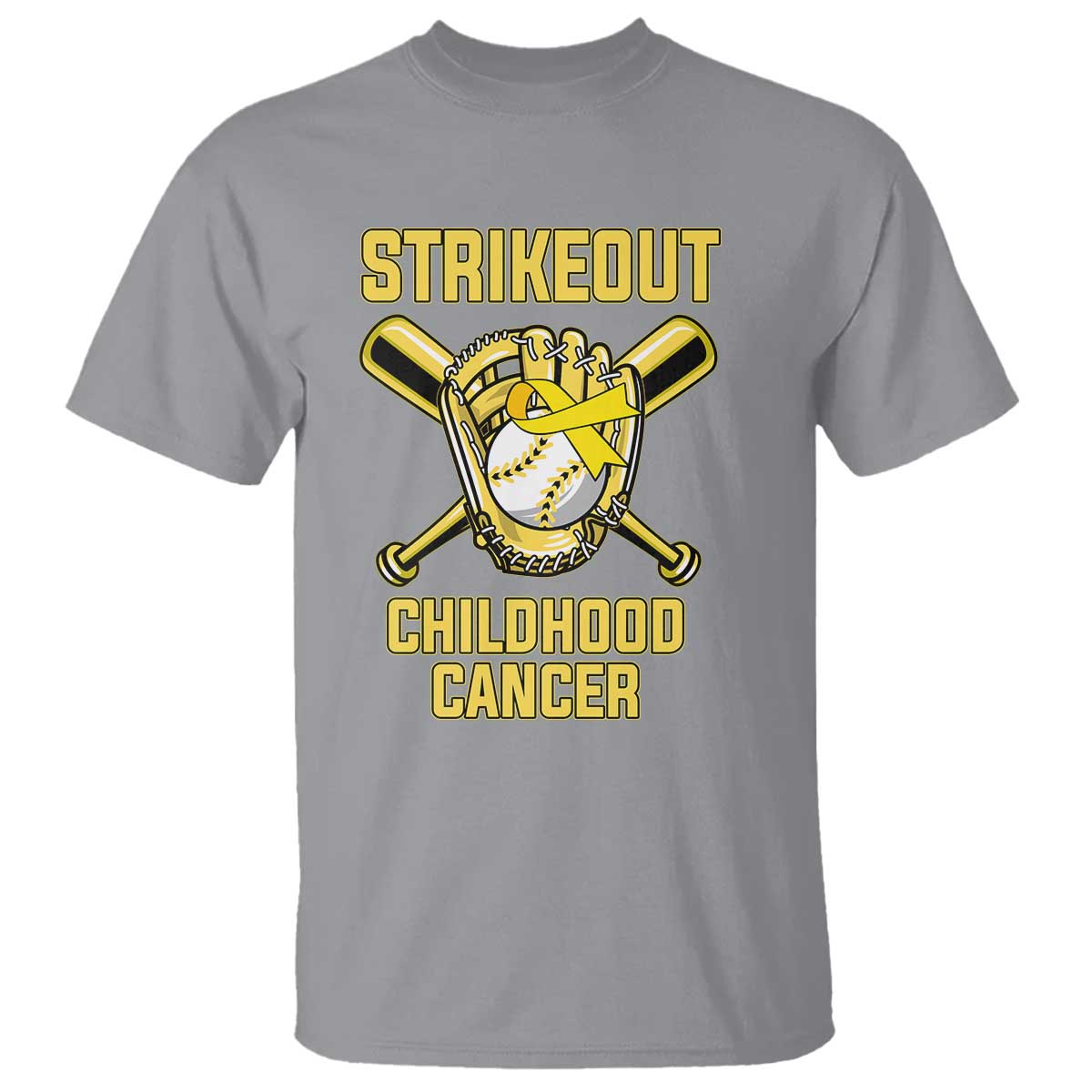 Childhood Cancer Warrior Support T Shirt Strikeout Baseball Pediatric Cancer