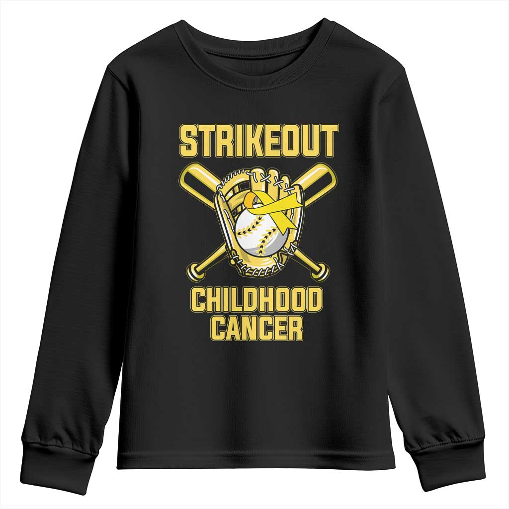 Childhood Cancer Warrior Support Youth Sweatshirt Strikeout Baseball Pediatric Cancer