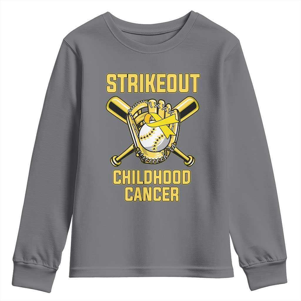 Childhood Cancer Warrior Support Youth Sweatshirt Strikeout Baseball Pediatric Cancer