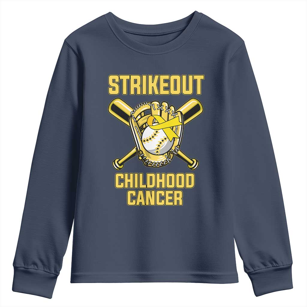 Childhood Cancer Warrior Support Youth Sweatshirt Strikeout Baseball Pediatric Cancer