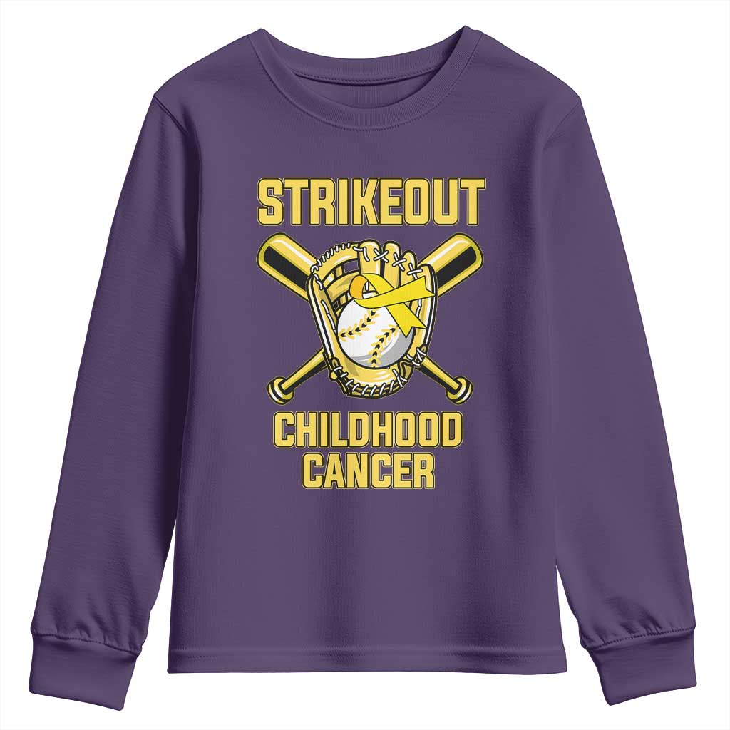 Childhood Cancer Warrior Support Youth Sweatshirt Strikeout Baseball Pediatric Cancer