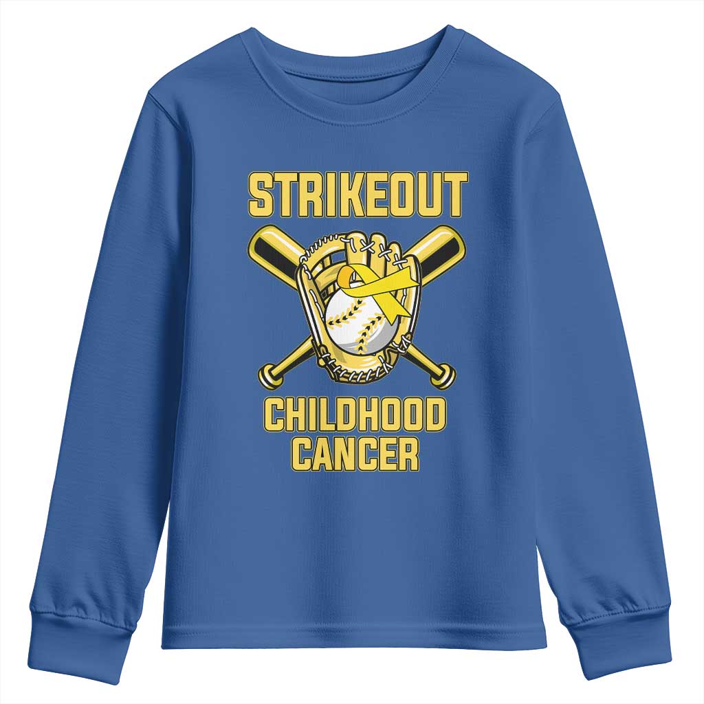 Childhood Cancer Warrior Support Youth Sweatshirt Strikeout Baseball Pediatric Cancer
