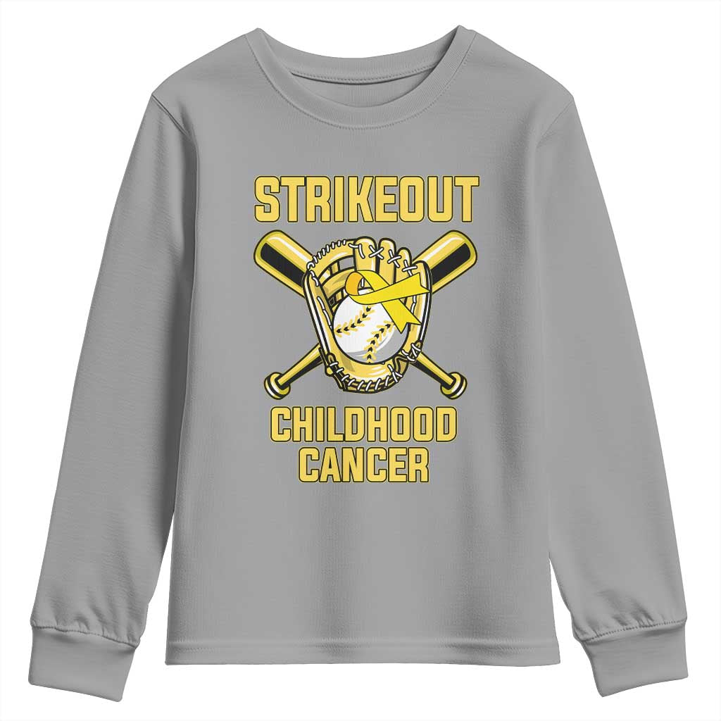 Childhood Cancer Warrior Support Youth Sweatshirt Strikeout Baseball Pediatric Cancer