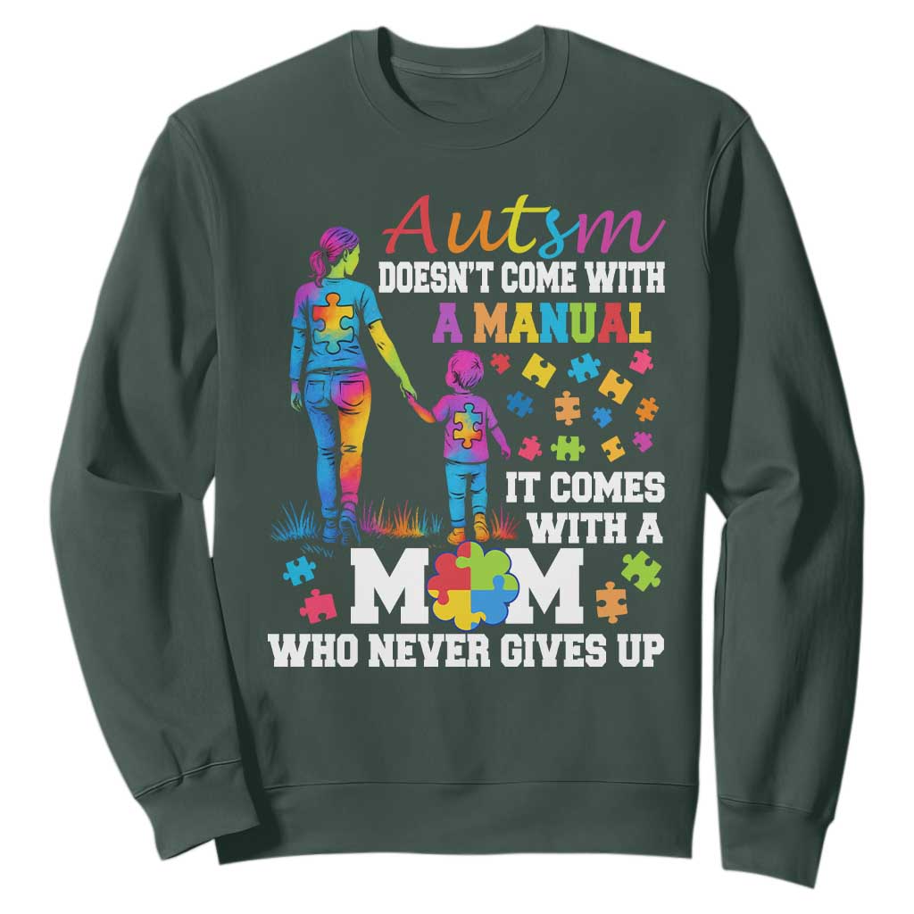 Autism Mom Sweatshirt Who Never Gives Up Family Support Autistic