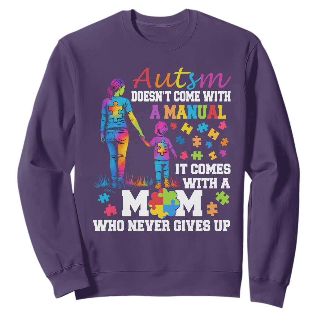 Autism Mom Sweatshirt Who Never Gives Up Family Support Autistic