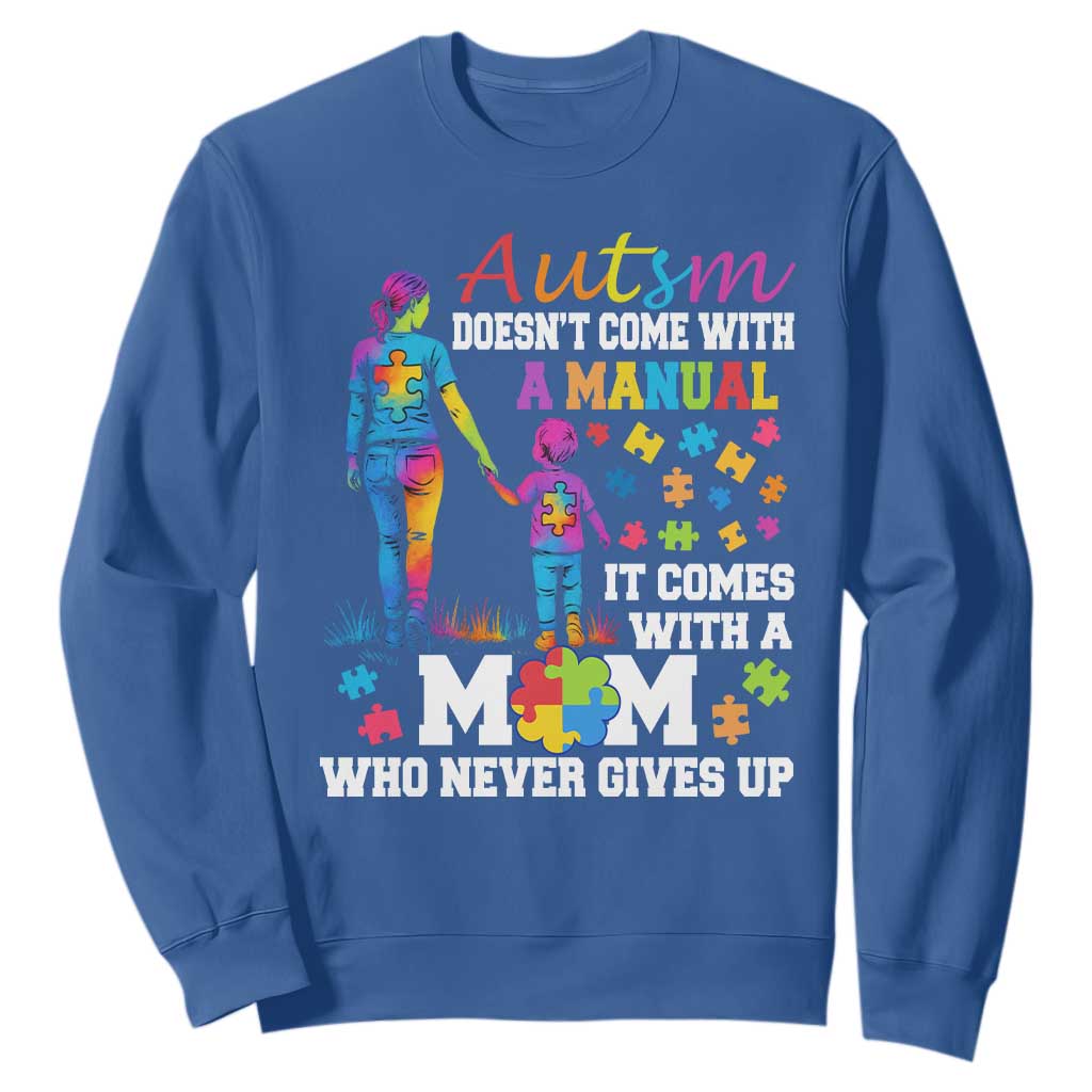 Autism Mom Sweatshirt Who Never Gives Up Family Support Autistic