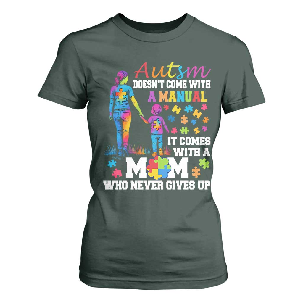 Autism Mom T Shirt For Women Who Never Gives Up Family Support Autistic