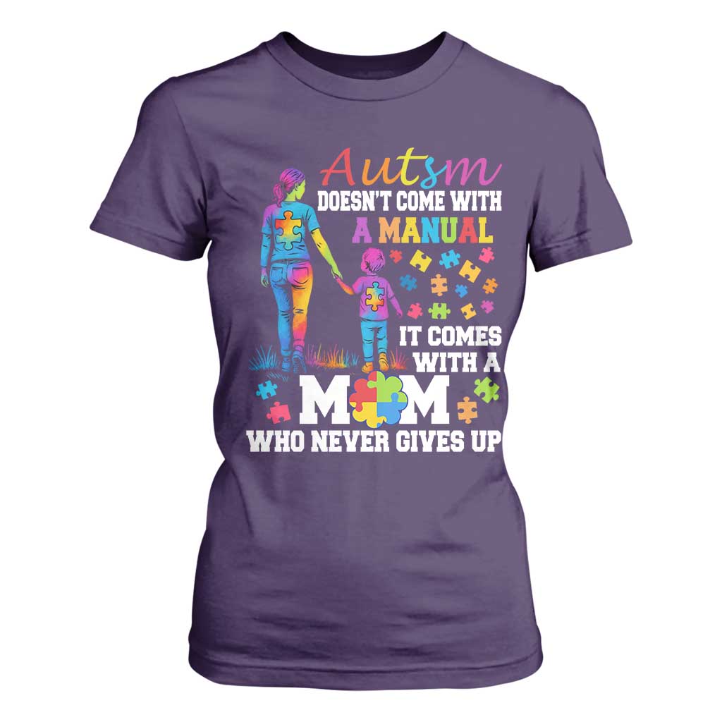 Autism Mom T Shirt For Women Who Never Gives Up Family Support Autistic