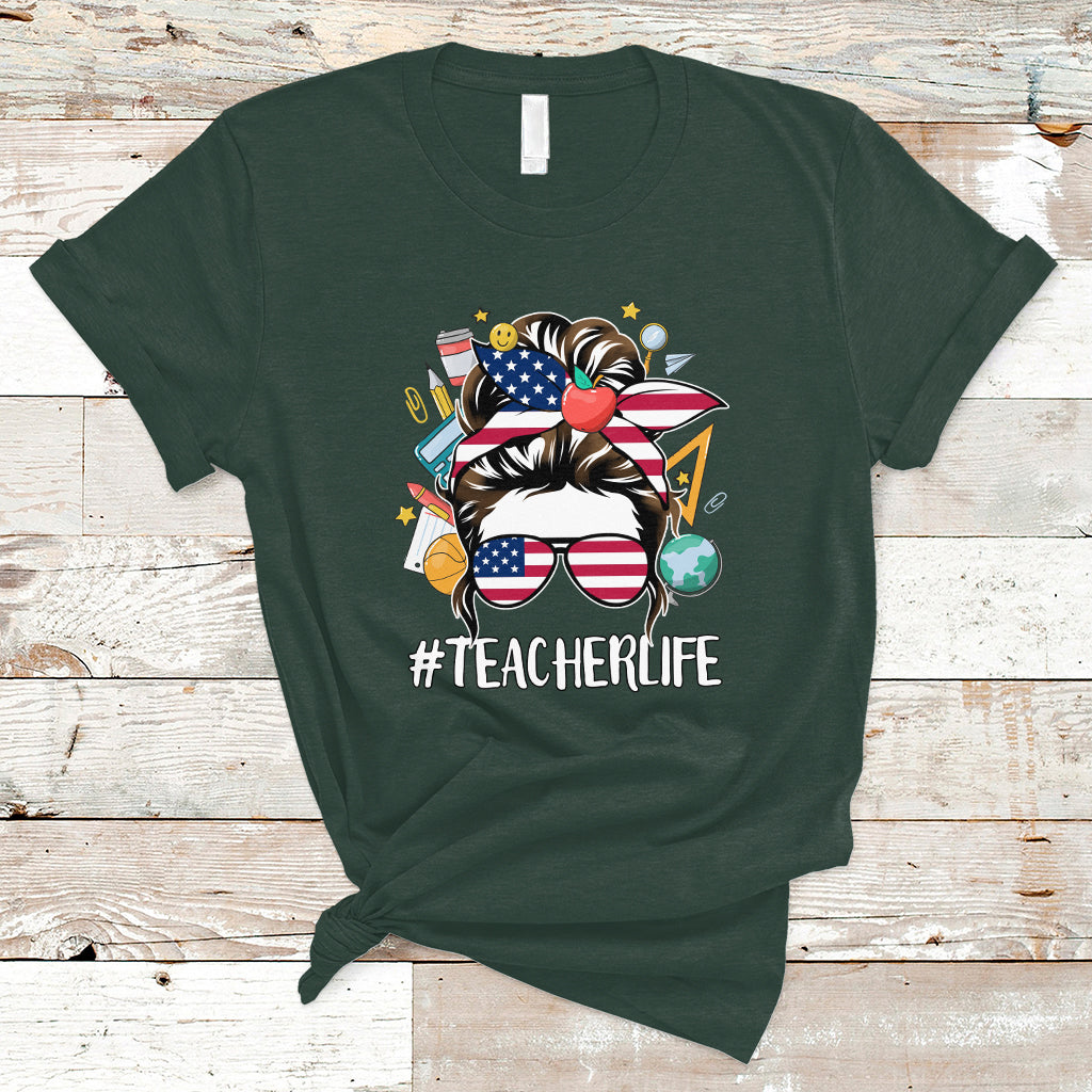 teacher-t-shirt-teacher-life-messy-bun-first-day-of-school-american-teacher-t-shirt-back-to-school-shirt-gift-for-teacher-teaching