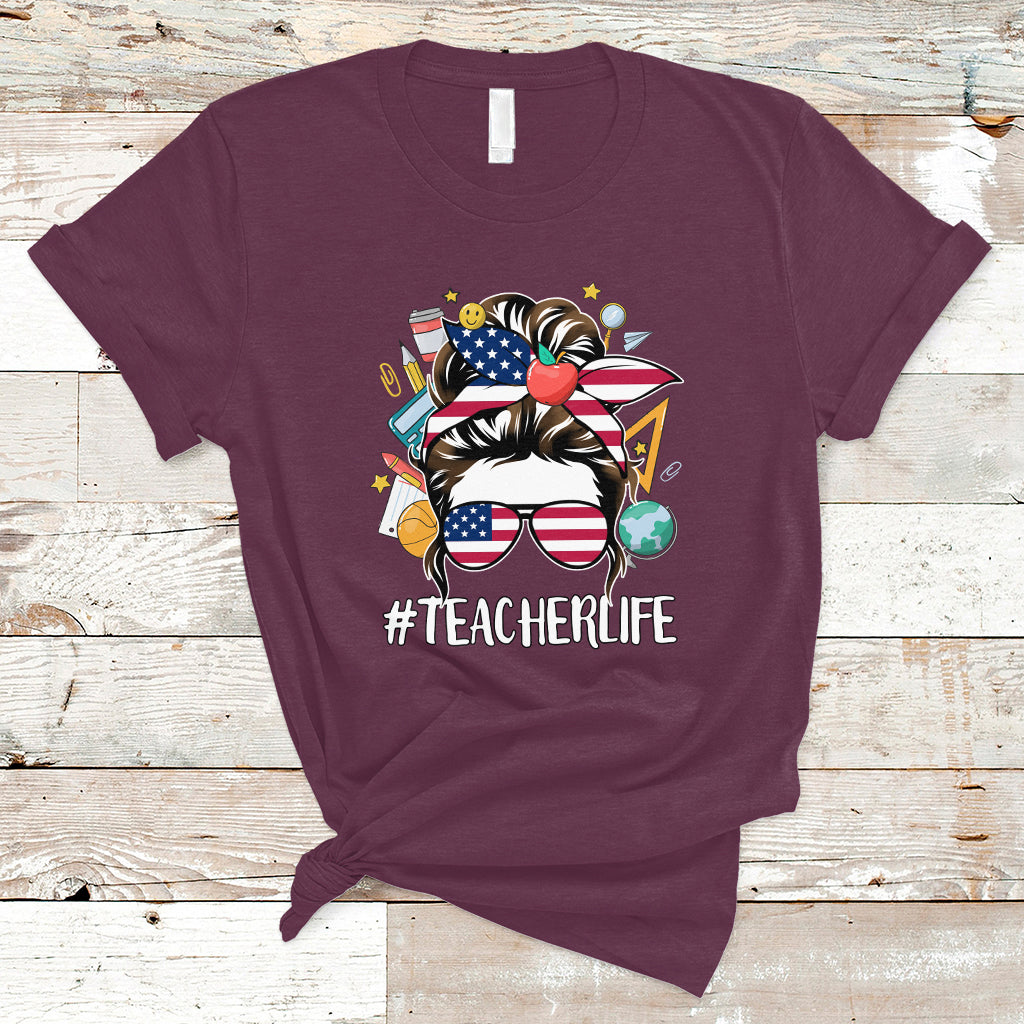 teacher-t-shirt-teacher-life-messy-bun-first-day-of-school-american-teacher-t-shirt-back-to-school-shirt-gift-for-teacher-teaching
