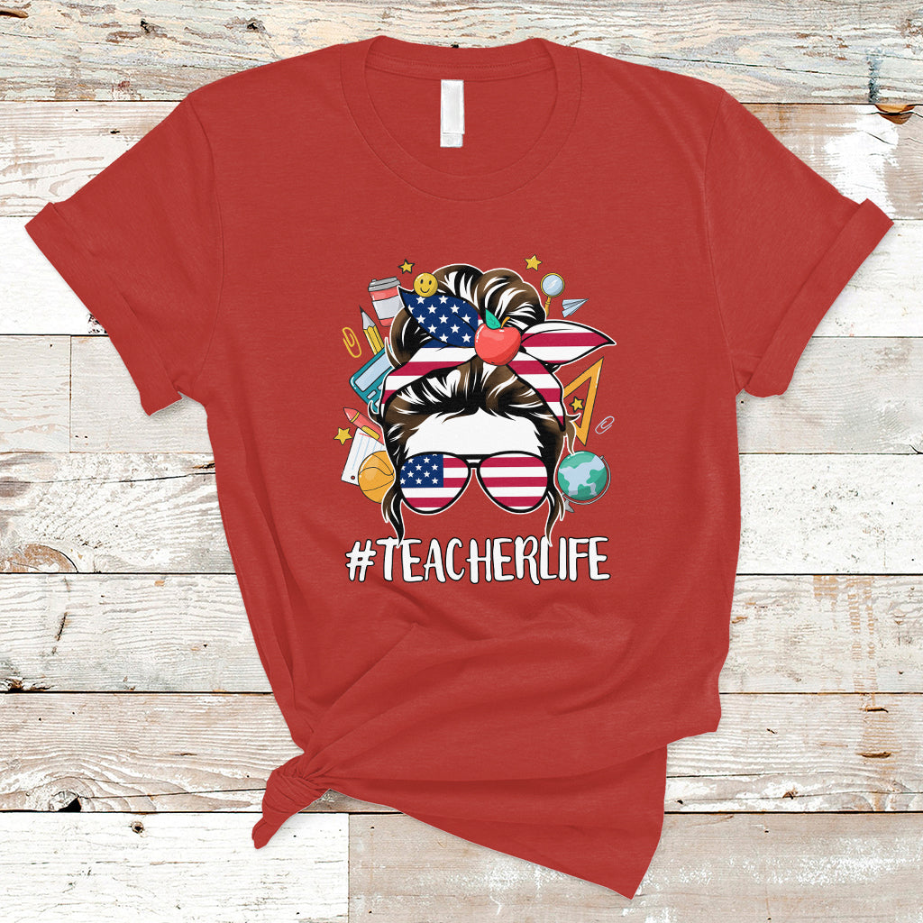 teacher-t-shirt-teacher-life-messy-bun-first-day-of-school-american-teacher-t-shirt-back-to-school-shirt-gift-for-teacher-teaching