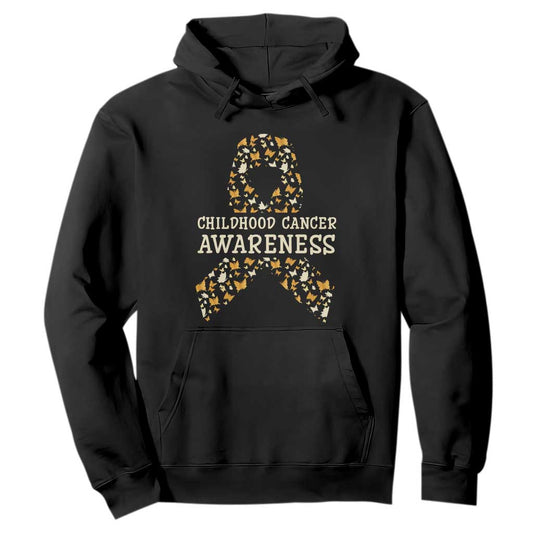 Childhood Cancer Warrior Support Hoodie Butterfly Gold Ribbon Support Raise