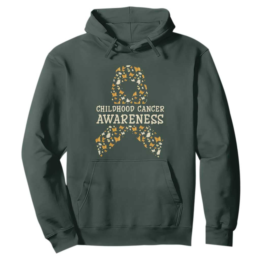 Childhood Cancer Warrior Support Hoodie Butterfly Gold Ribbon Support Raise