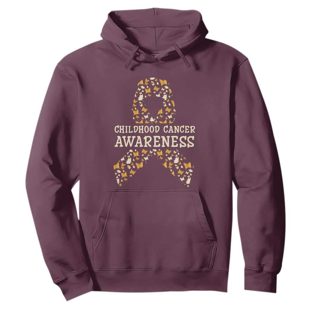 Childhood Cancer Warrior Support Hoodie Butterfly Gold Ribbon Support Raise