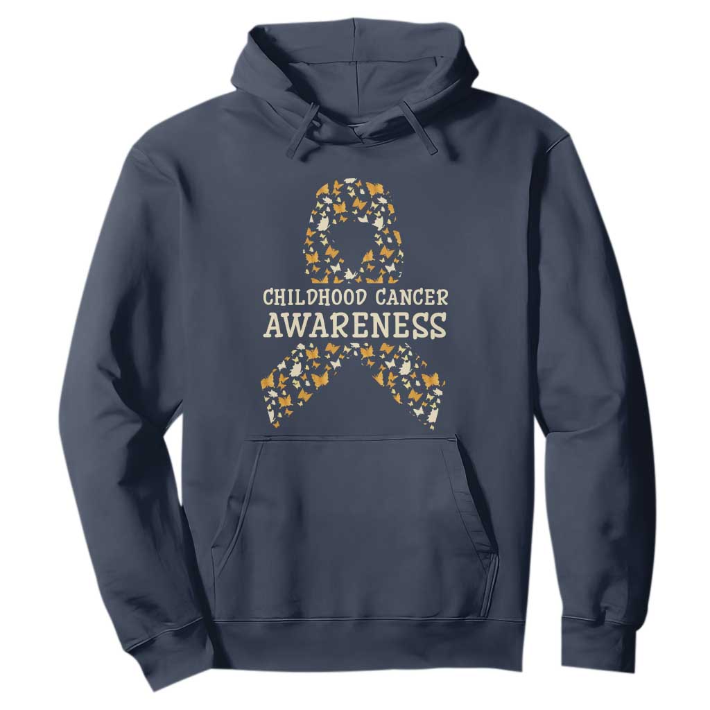 Childhood Cancer Warrior Support Hoodie Butterfly Gold Ribbon Support Raise