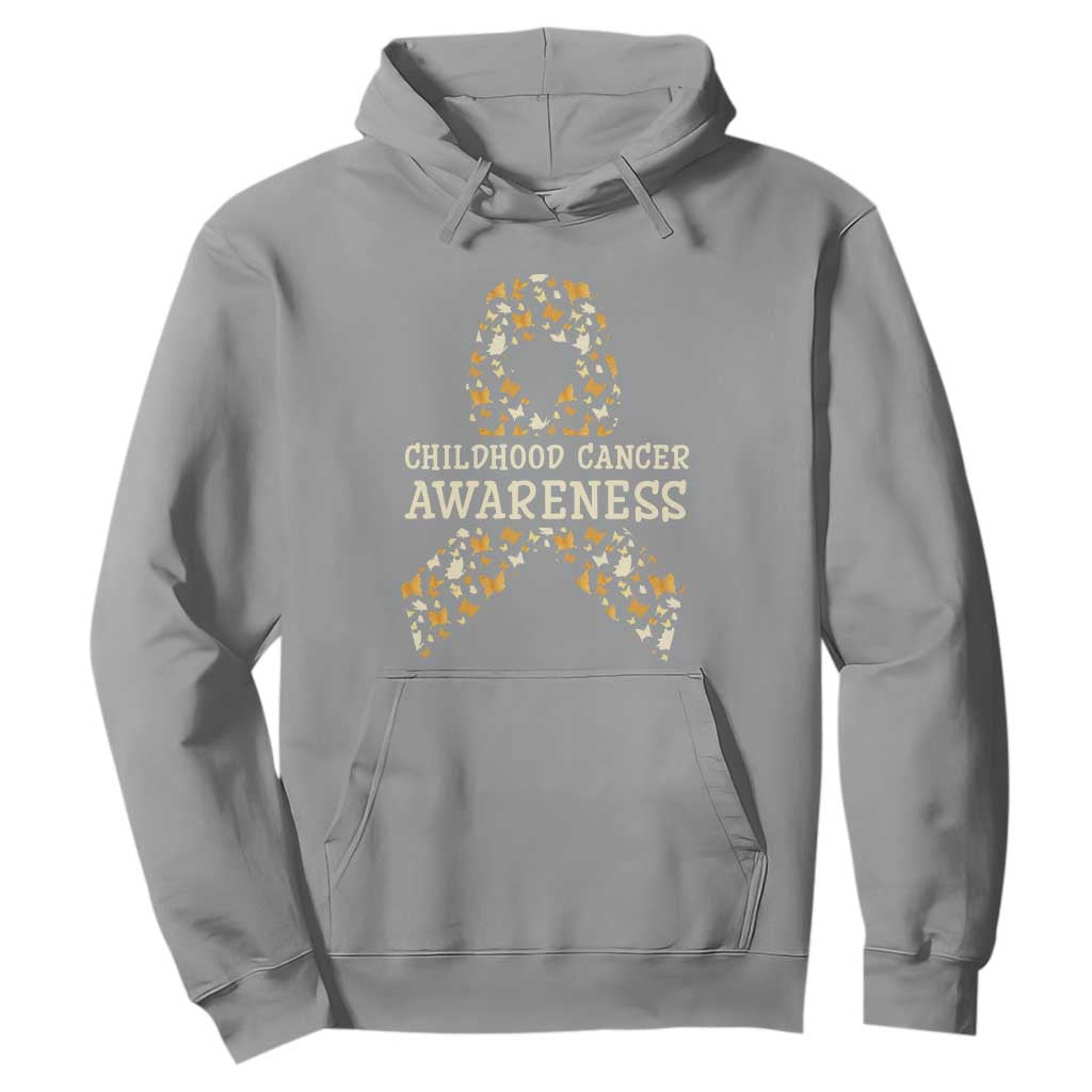 Childhood Cancer Warrior Support Hoodie Butterfly Gold Ribbon Support Raise