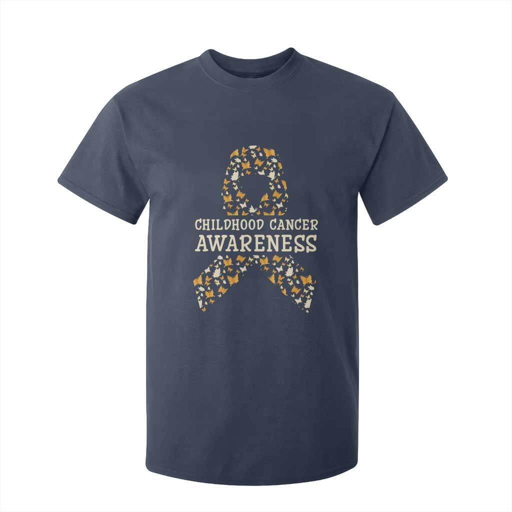 Childhood Cancer Warrior Support T Shirt For Kid Butterfly Gold Ribbon Support Raise
