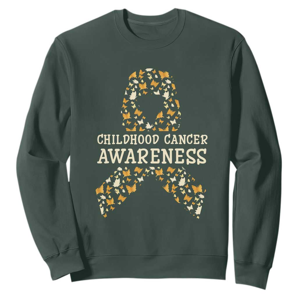 Childhood Cancer Warrior Support Sweatshirt Butterfly Gold Ribbon Support Raise