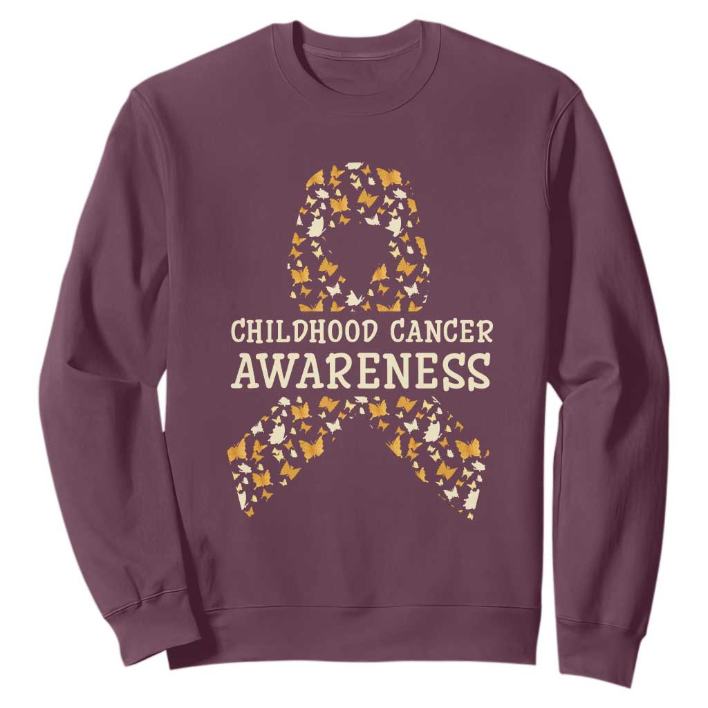 Childhood Cancer Warrior Support Sweatshirt Butterfly Gold Ribbon Support Raise