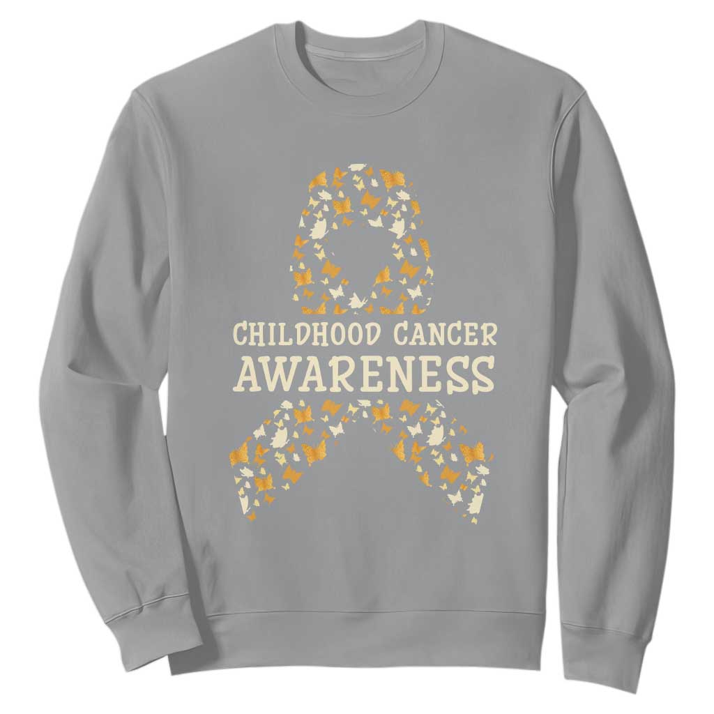 Childhood Cancer Warrior Support Sweatshirt Butterfly Gold Ribbon Support Raise