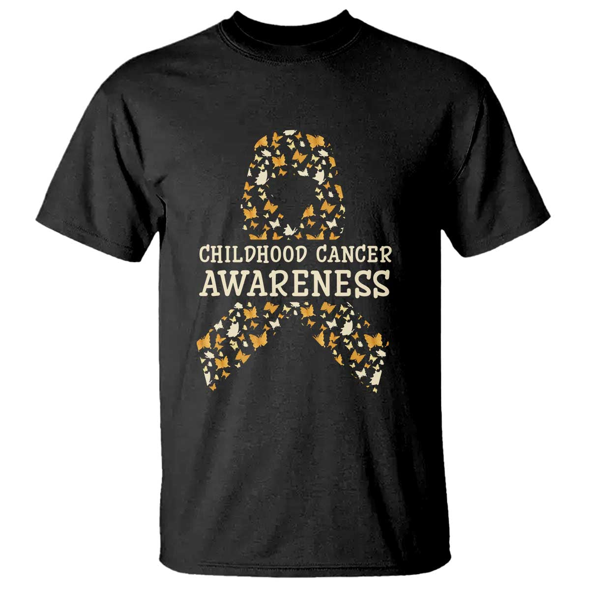 Childhood Cancer Warrior Support T Shirt Butterfly Gold Ribbon Support Raise