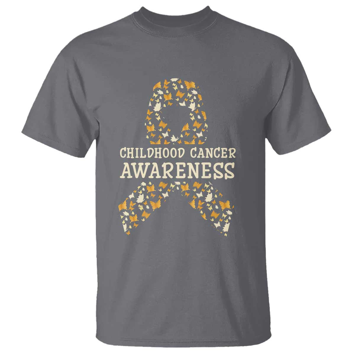 Childhood Cancer Warrior Support T Shirt Butterfly Gold Ribbon Support Raise