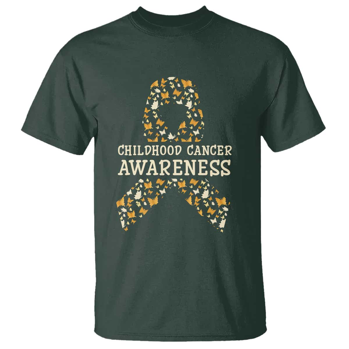 Childhood Cancer Warrior Support T Shirt Butterfly Gold Ribbon Support Raise