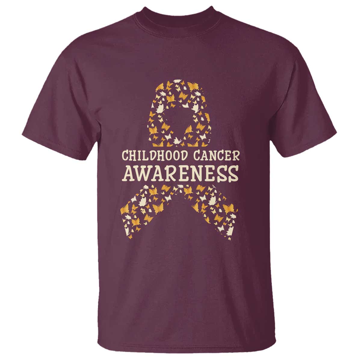 Childhood Cancer Warrior Support T Shirt Butterfly Gold Ribbon Support Raise
