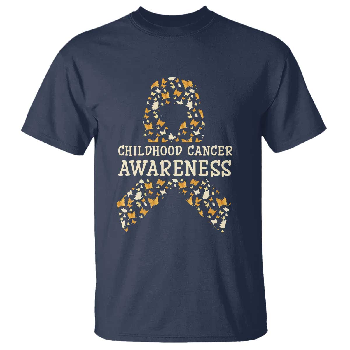 Childhood Cancer Warrior Support T Shirt Butterfly Gold Ribbon Support Raise