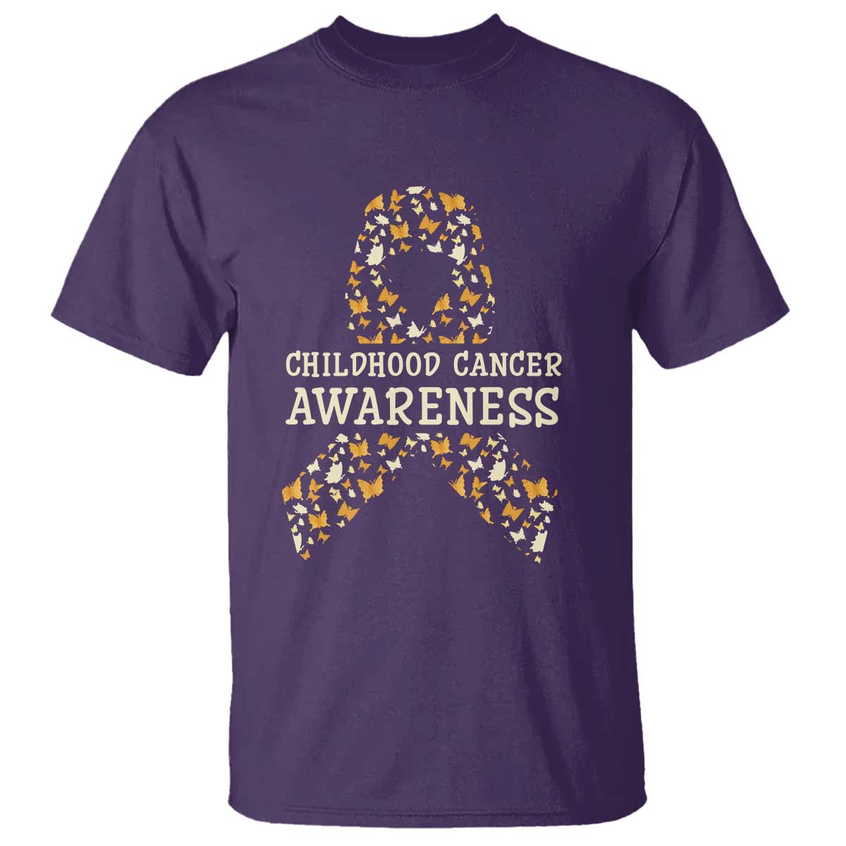 Childhood Cancer Warrior Support T Shirt Butterfly Gold Ribbon Support Raise