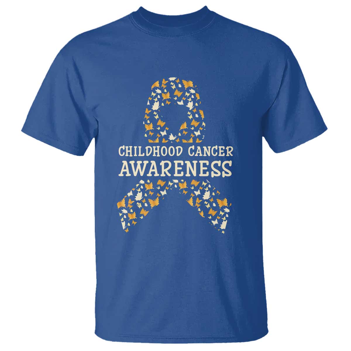 Childhood Cancer Warrior Support T Shirt Butterfly Gold Ribbon Support Raise