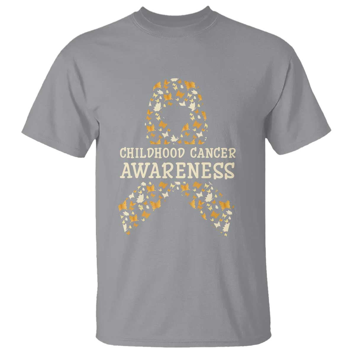 Childhood Cancer Warrior Support T Shirt Butterfly Gold Ribbon Support Raise