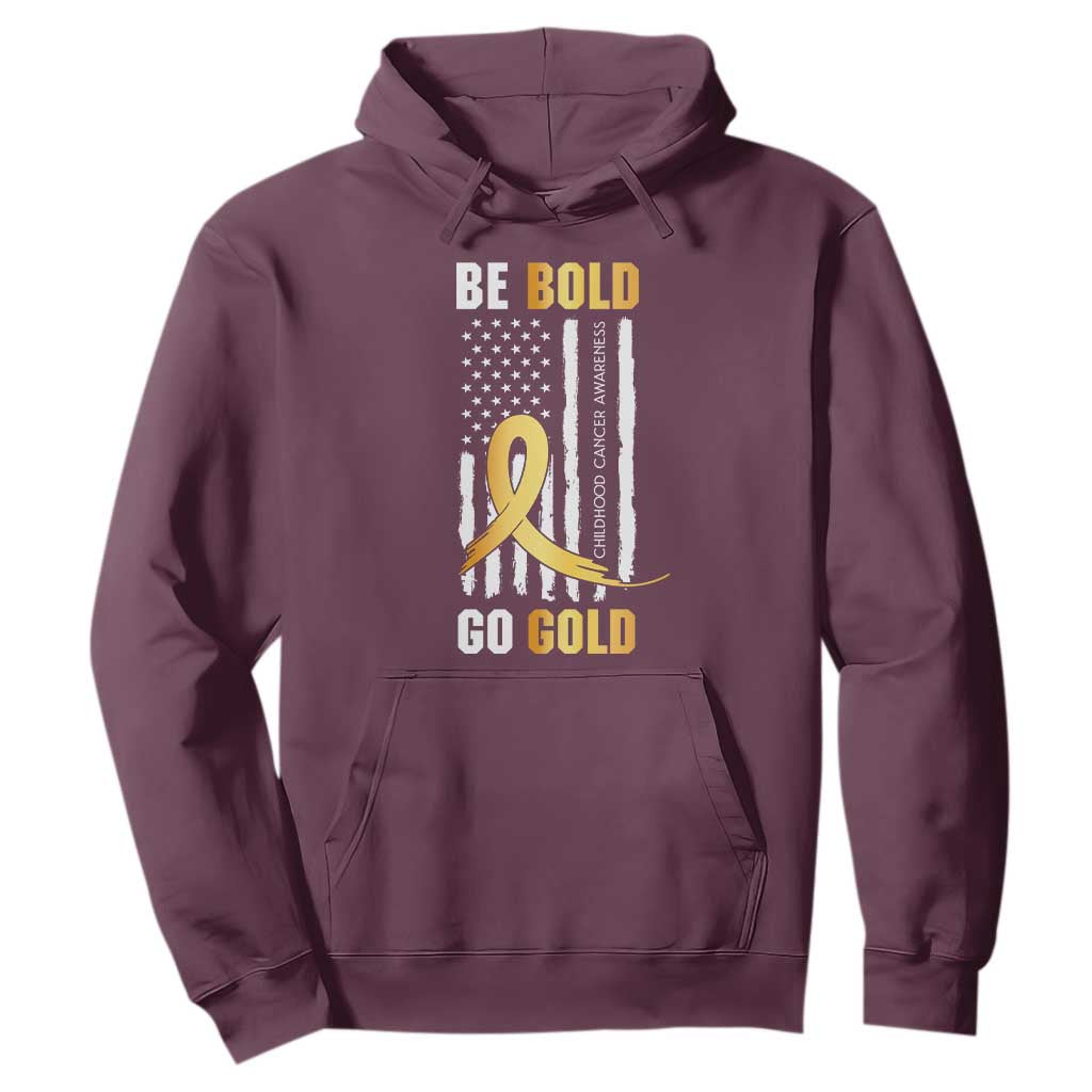 Childhood Cancer Warrior Support Hoodie Childhood Be Bold Go Gold US Flag